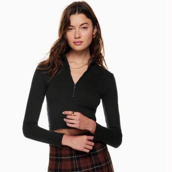 Sunday Best Sweaters - Sunday Best Black Cropped 1/2 Zip